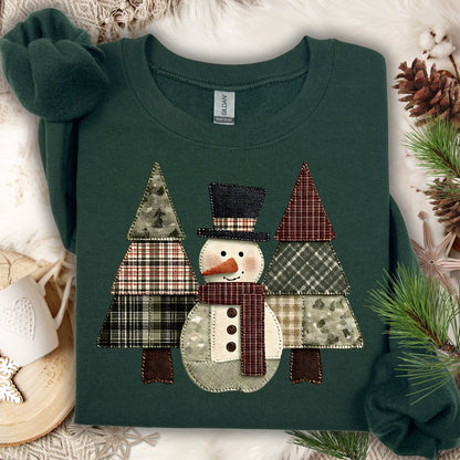 Faux Patchwork Snowman Sweatshirt
