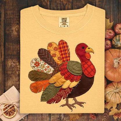 Faux Patchwork Thanksgiving Turkey T-Shirt