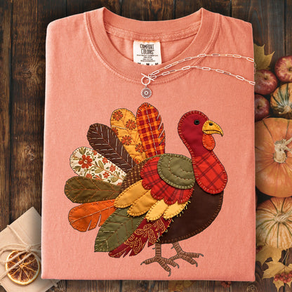 Faux Patchwork Thanksgiving Turkey T-Shirt