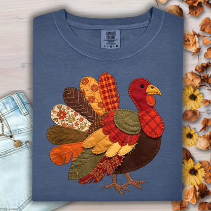 Faux Patchwork Thanksgiving Turkey T-Shirt