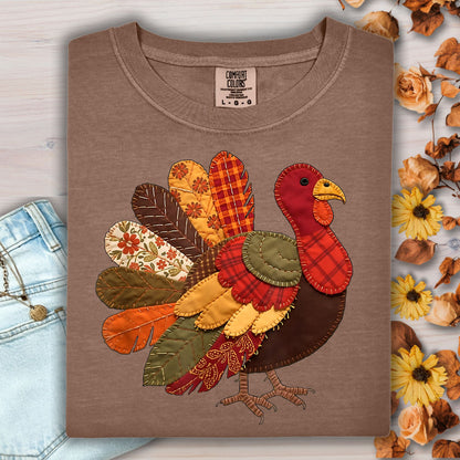 Faux Patchwork Thanksgiving Turkey T-Shirt