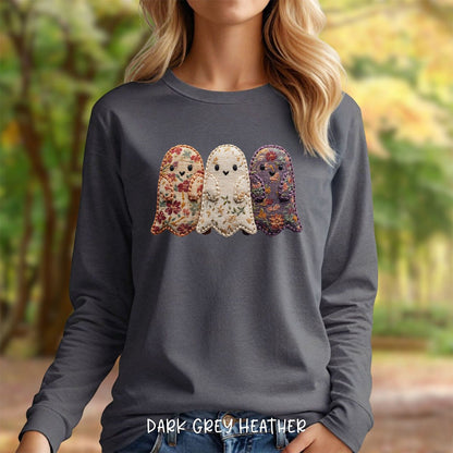 Faux Quilted Ghost Trio Long Sleeve Tee