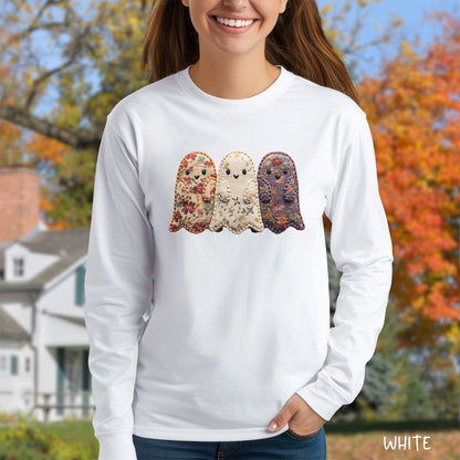 Faux Quilted Ghost Trio Long Sleeve Tee