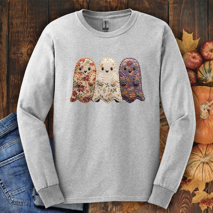 Faux Quilted Ghost Trio Long Sleeve Tee