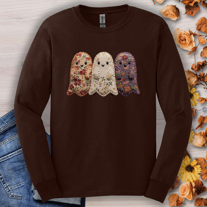Faux Quilted Ghost Trio Long Sleeve Tee