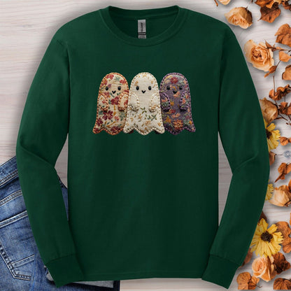 Faux Quilted Ghost Trio Long Sleeve Tee