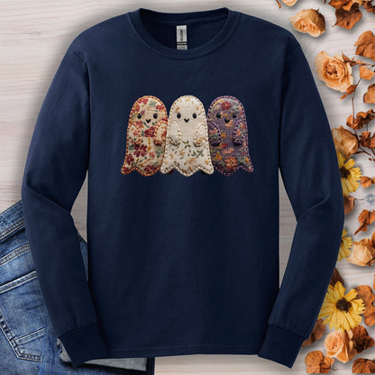 Faux Quilted Ghost Trio Long Sleeve Tee