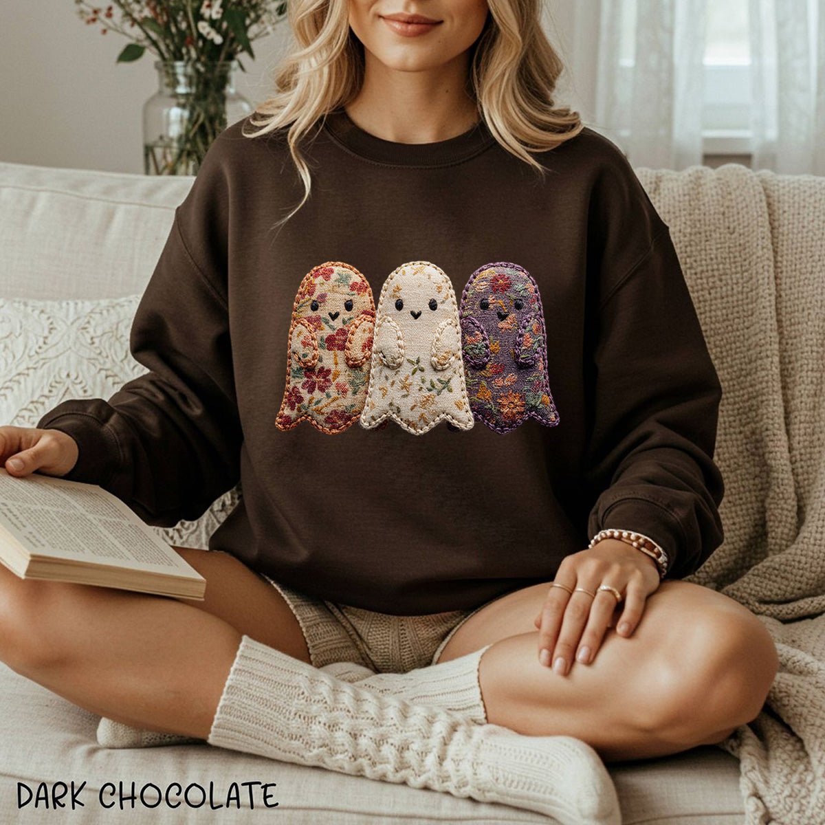 Faux Quilted Ghost Trio Sweatshirt