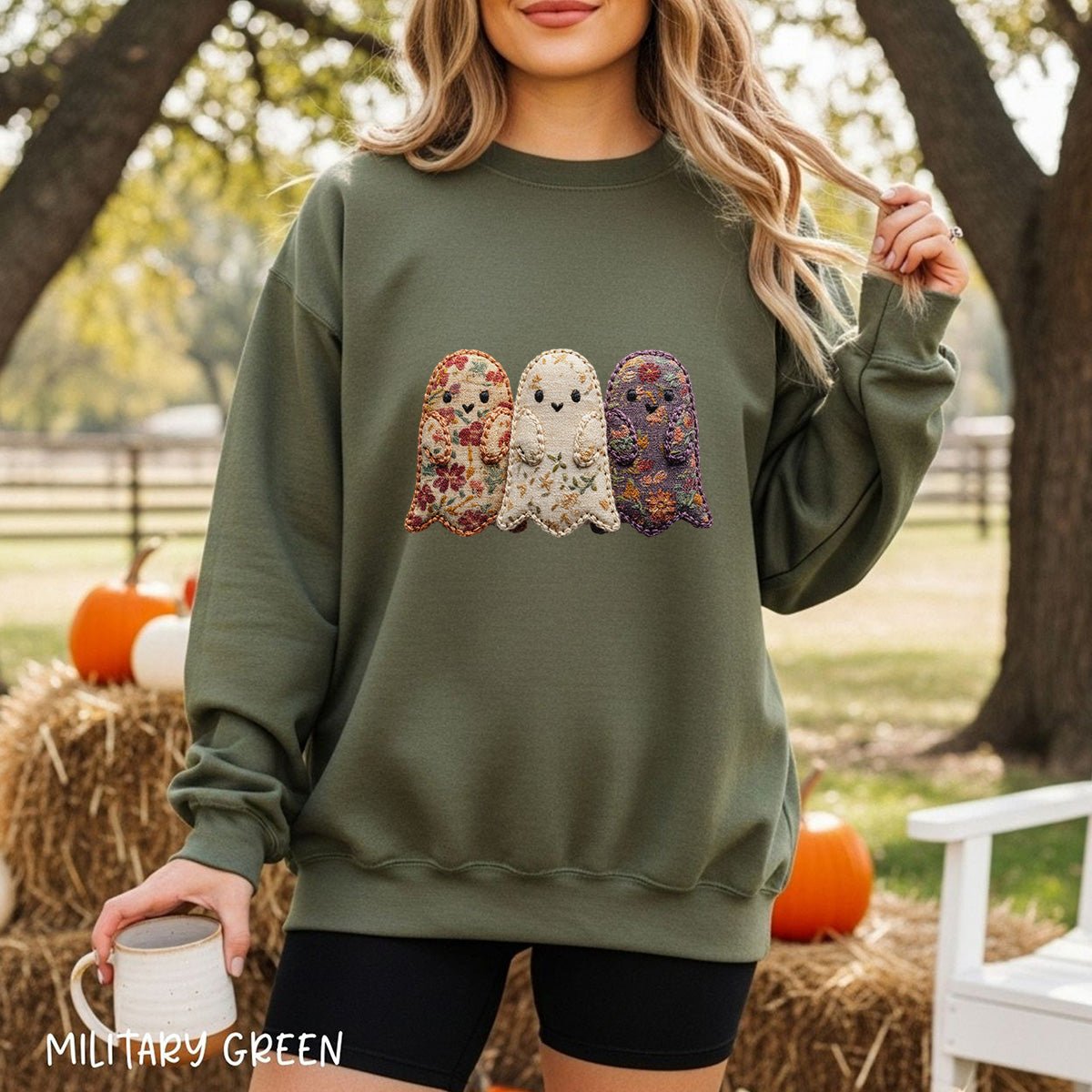 Faux Quilted Ghost Trio Sweatshirt