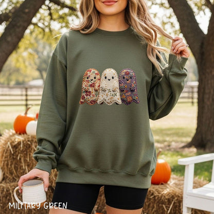 Faux Quilted Ghost Trio Sweatshirt