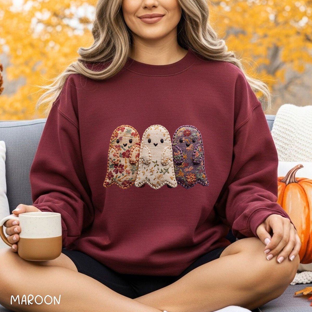 Faux Quilted Ghost Trio Sweatshirt