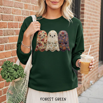 Faux Quilted Ghost Trio Sweatshirt