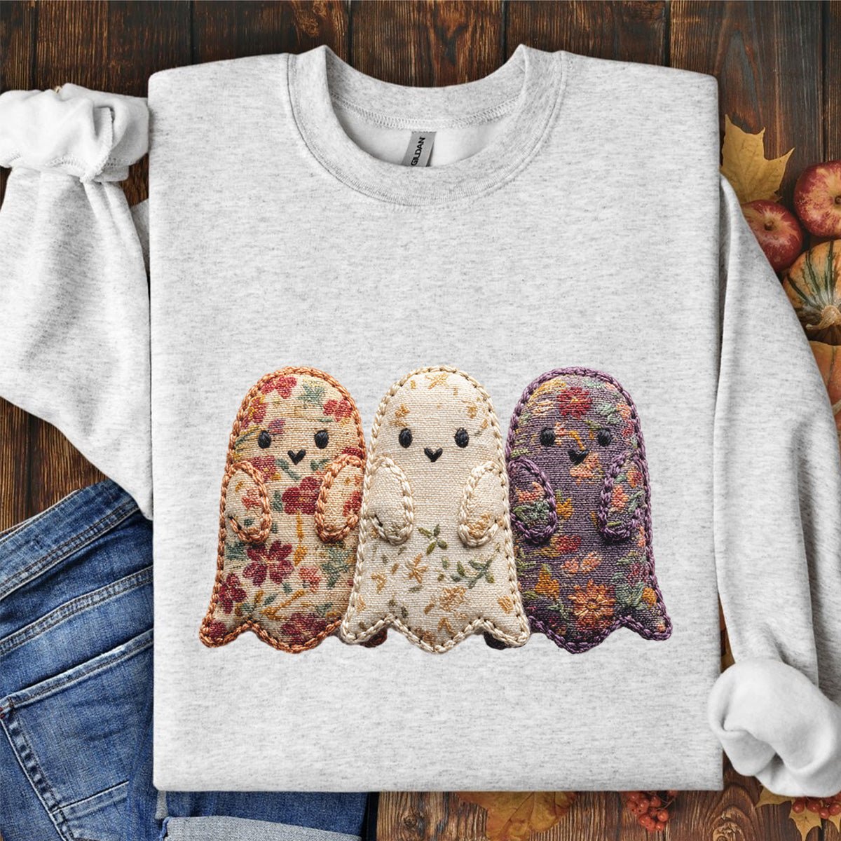 Faux Quilted Ghost Trio Sweatshirt