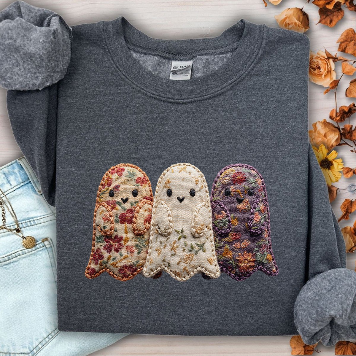 Faux Quilted Ghost Trio Sweatshirt