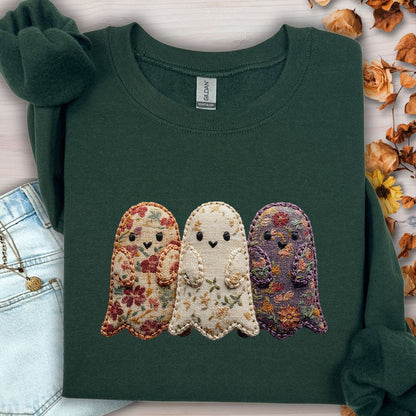 Faux Quilted Ghost Trio Sweatshirt