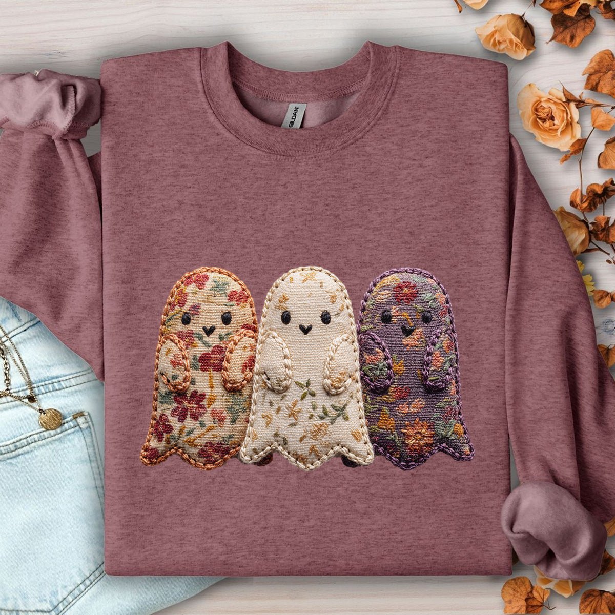 Faux Quilted Ghost Trio Sweatshirt