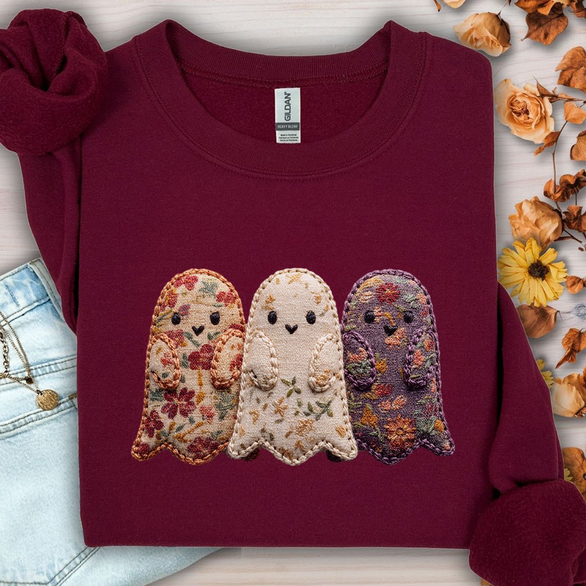 Faux Quilted Ghost Trio Sweatshirt
