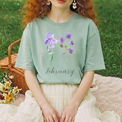 February Birth Month Flower T-Shirt — Iris & Violet