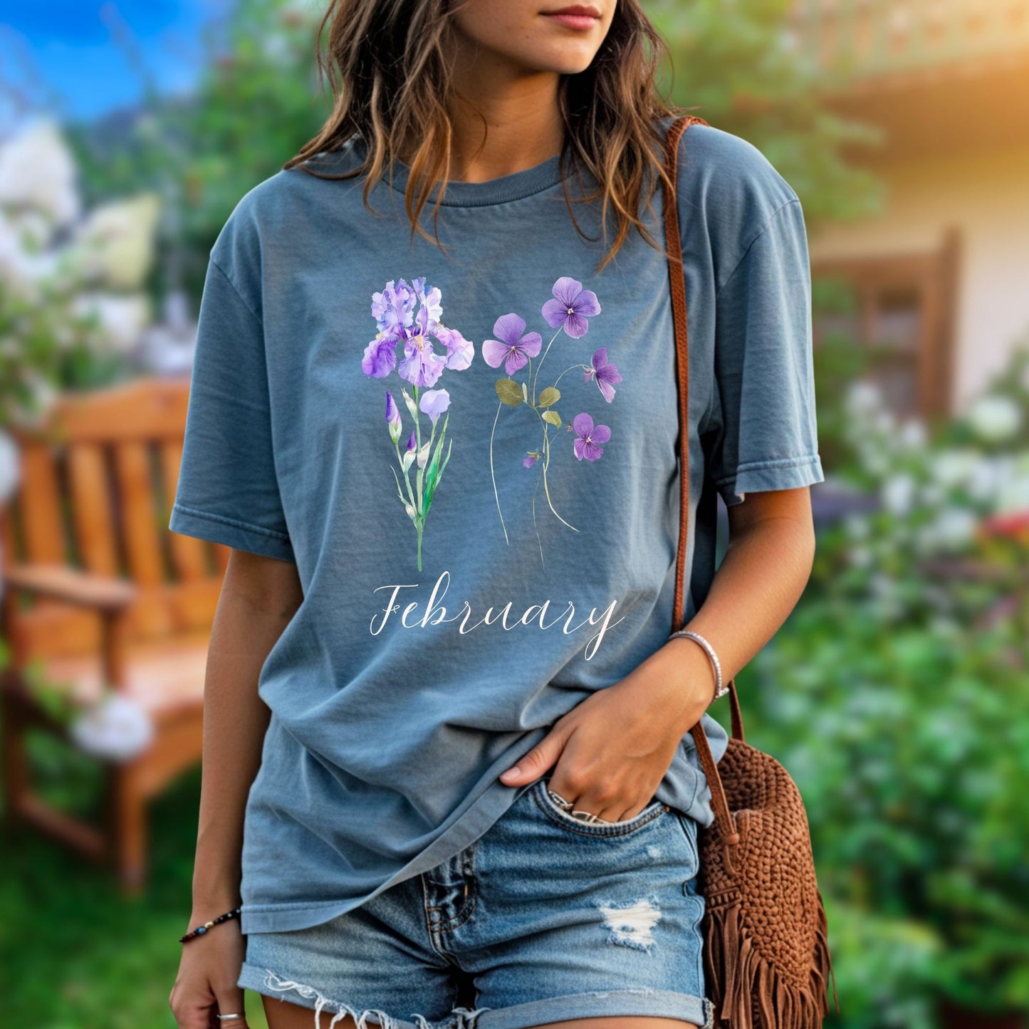 February Birth Month Flower T-Shirt — Iris & Violet
