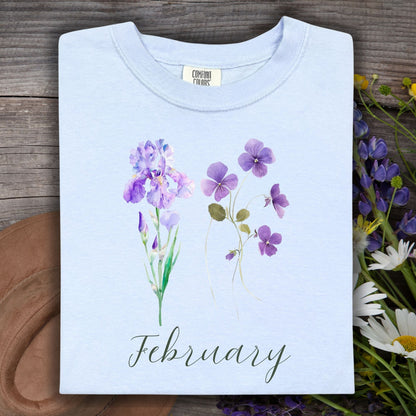 February Birth Month Flower T-Shirt — Iris & Violet