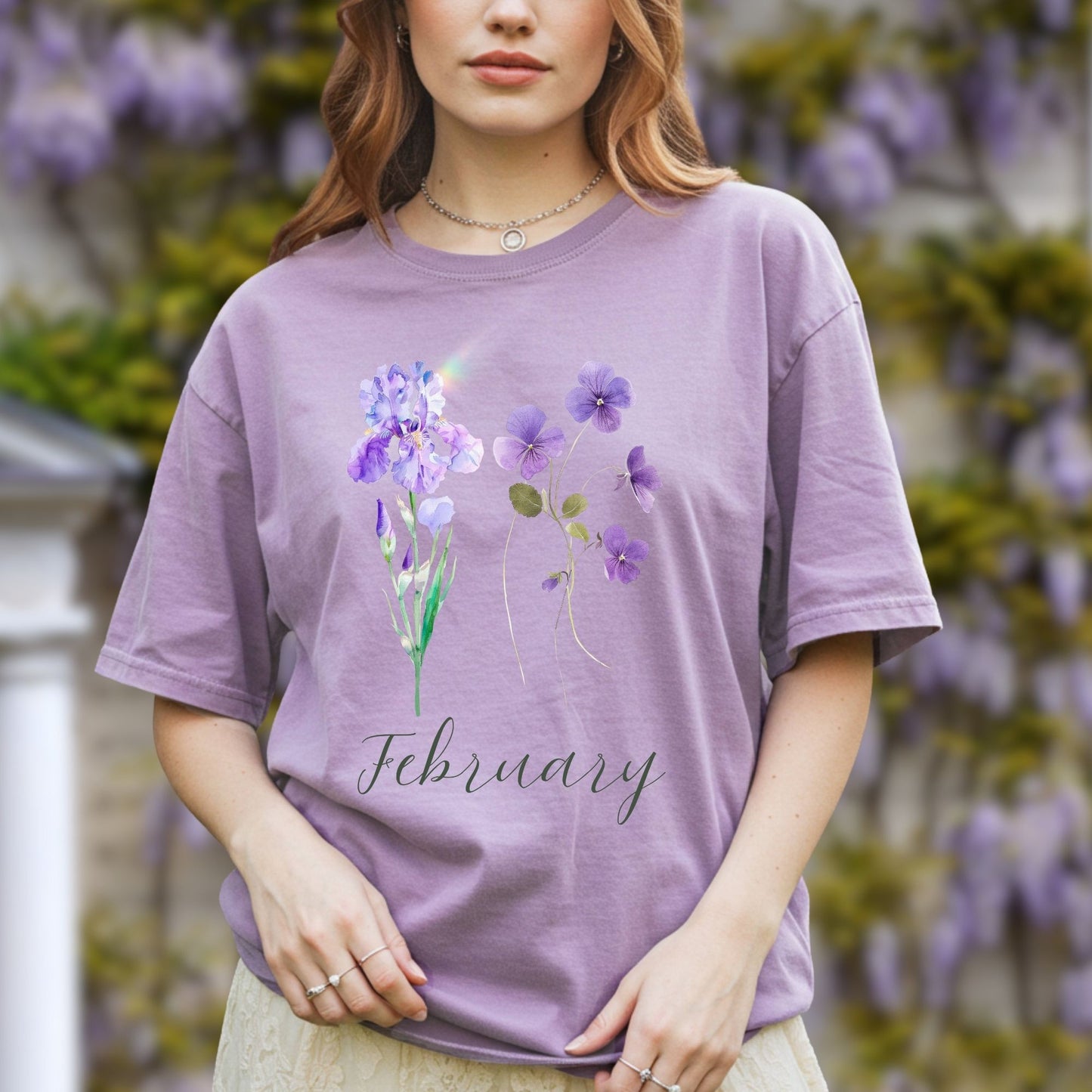 February Birth Month Flower T-Shirt — Iris & Violet