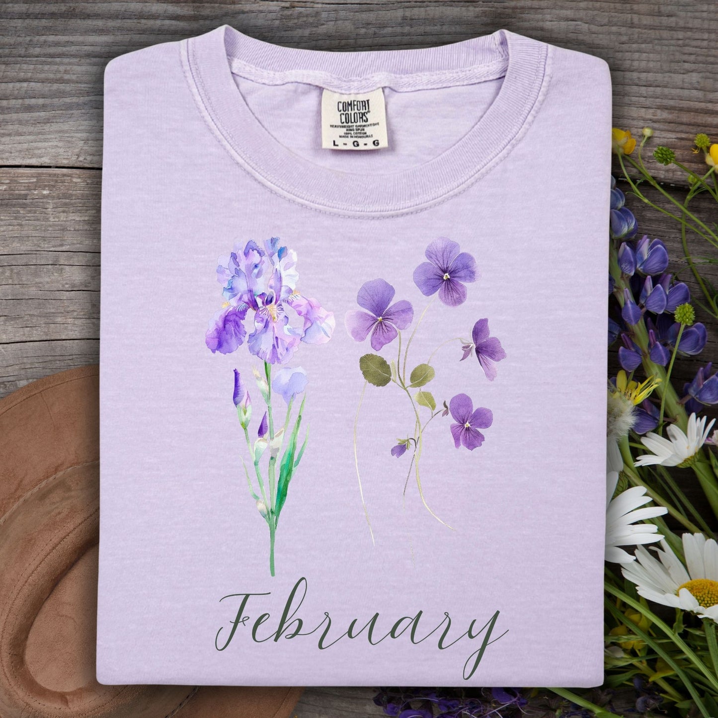February Birth Month Flower T-Shirt — Iris & Violet