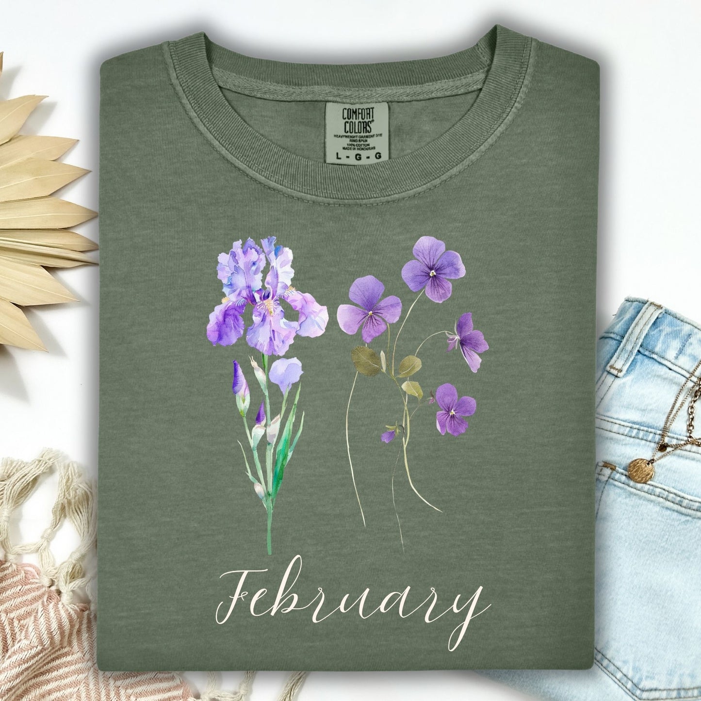 February Birth Month Flower T-Shirt — Iris & Violet