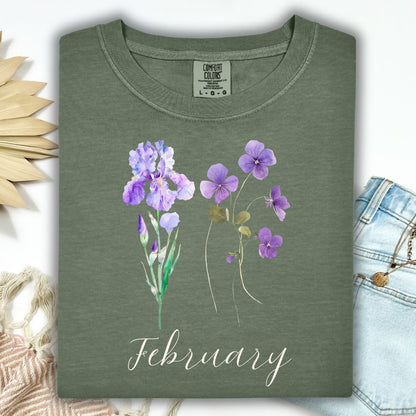February Birth Month Flower T-Shirt — Iris & Violet