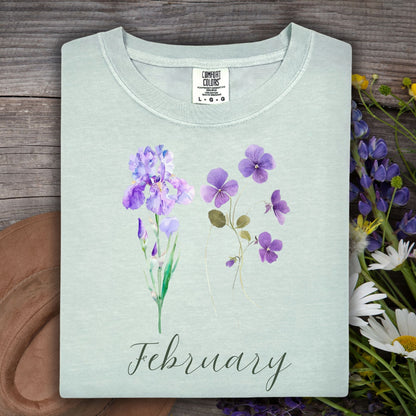 February Birth Month Flower T-Shirt — Iris & Violet