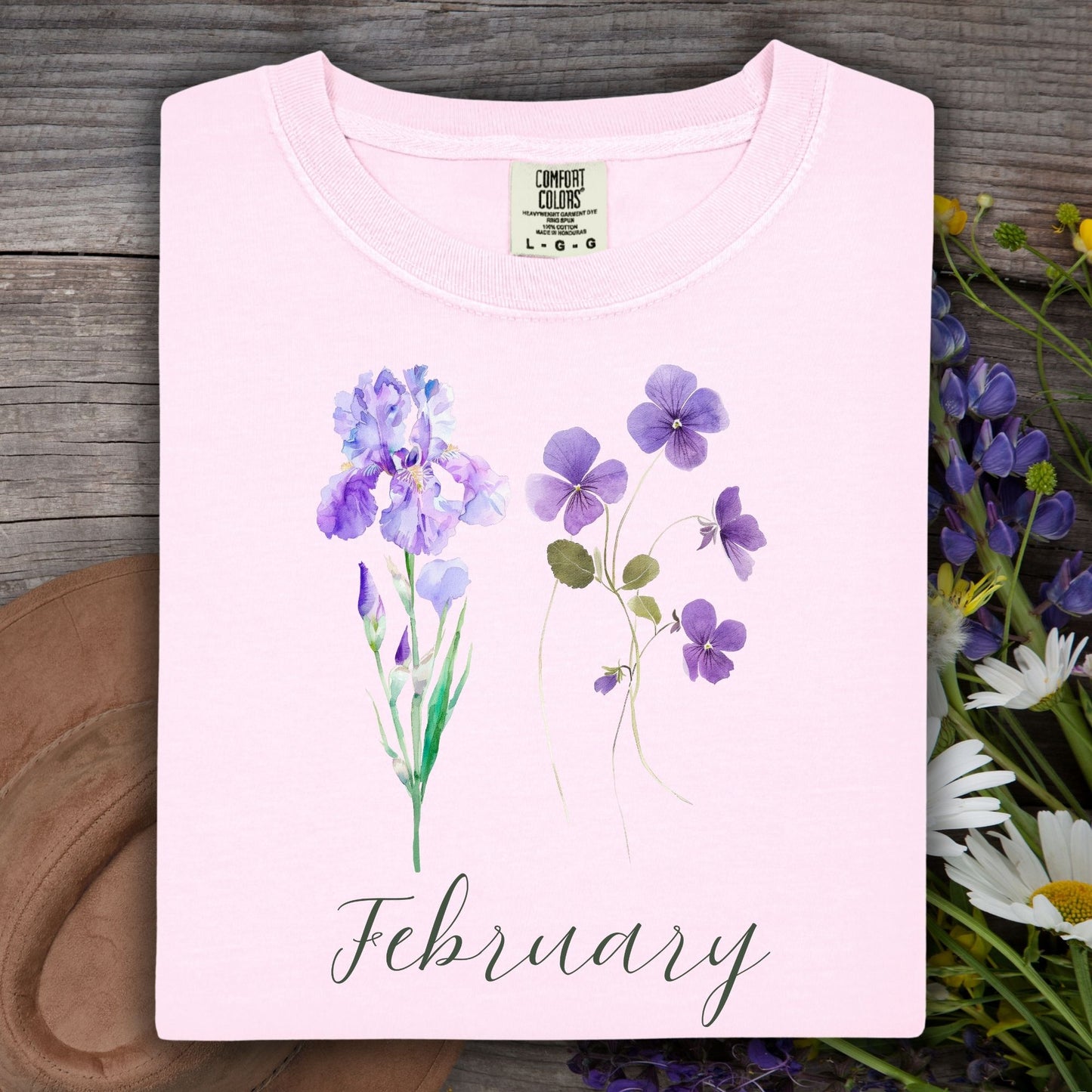 February Birth Month Flower T-Shirt — Iris & Violet
