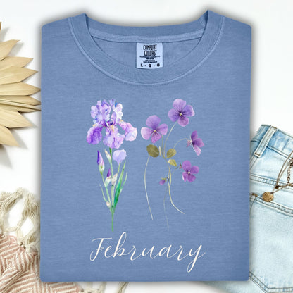 February Birth Month Flower T-Shirt — Iris & Violet