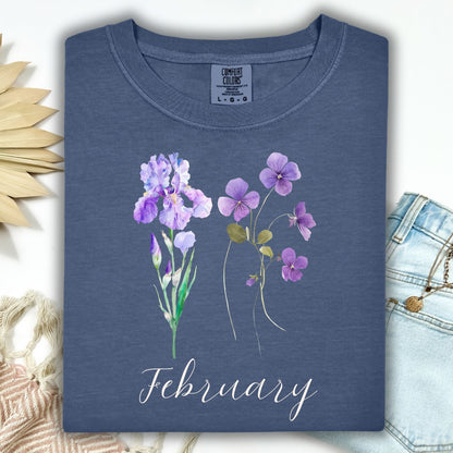 February Birth Month Flower T-Shirt — Iris & Violet