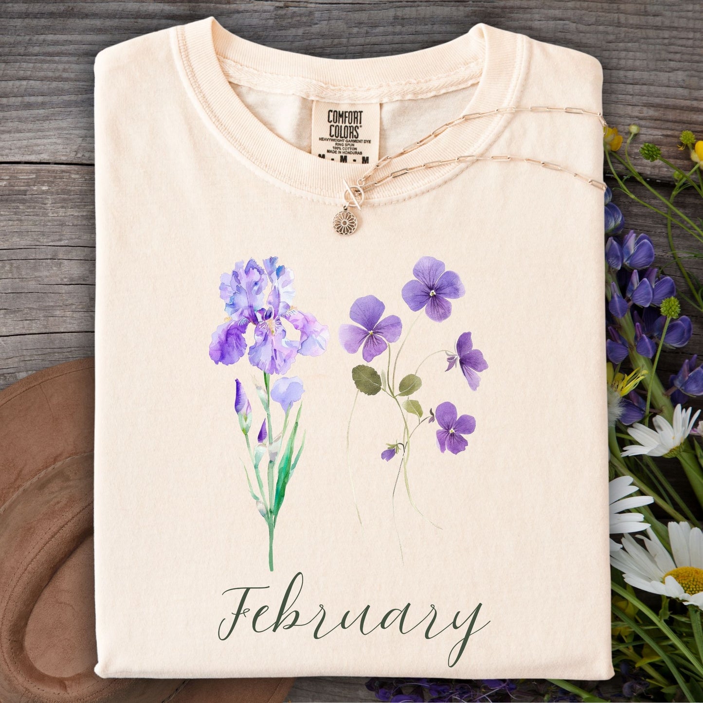 February Birth Month Flower T-Shirt — Iris & Violet