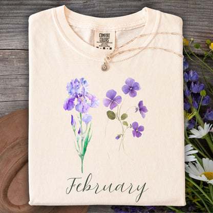 February Birth Month Flower T-Shirt — Iris & Violet