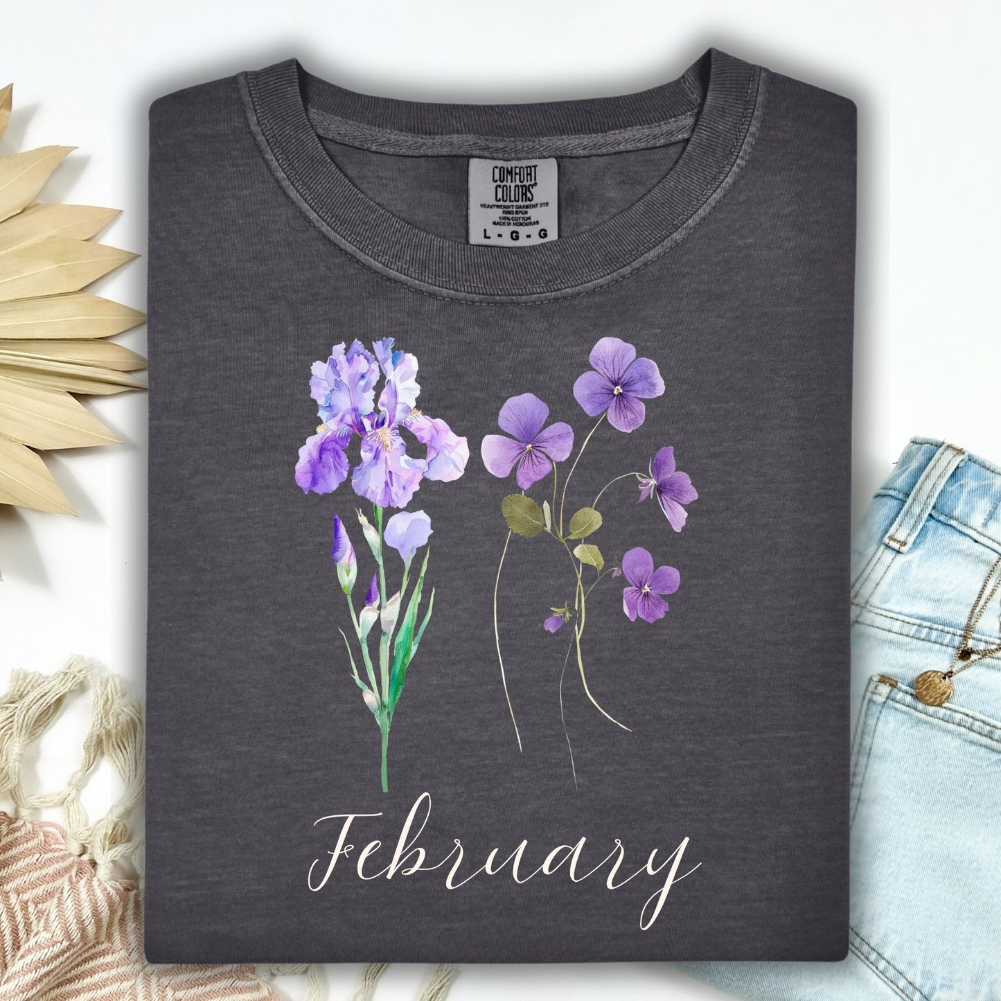 February Birth Month Flower T-Shirt — Iris & Violet
