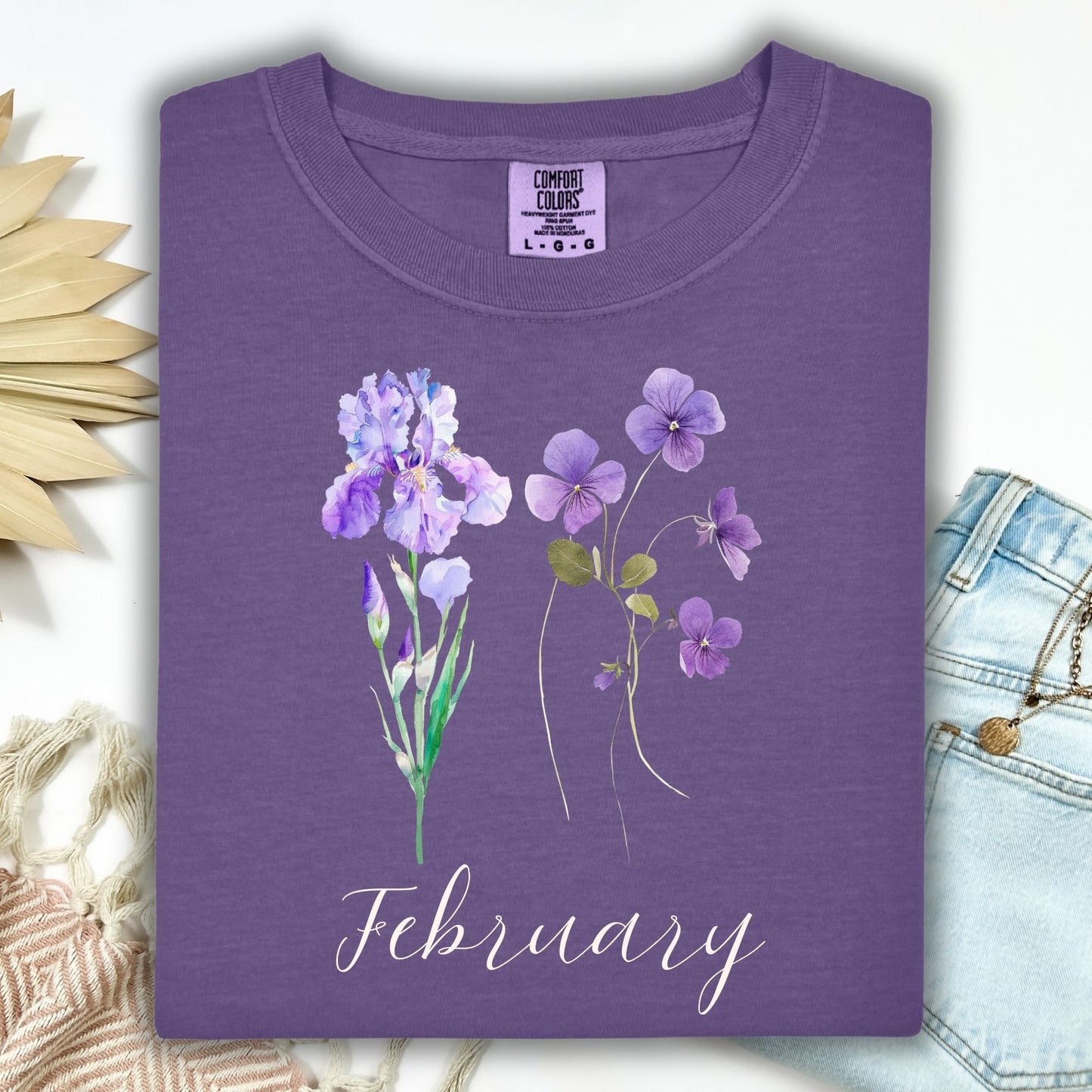 February Birth Month Flower T-Shirt — Iris & Violet