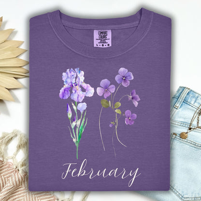 February Birth Month Flower T-Shirt — Iris & Violet