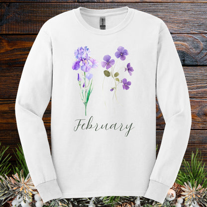 February Birth Month Flowers Long Sleeve Tee — Iris & Violet