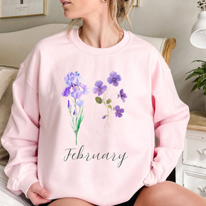 February Birth Month Flowers Sweatshirt — Iris & Violet