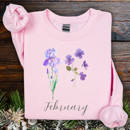 February Birth Month Flowers Sweatshirt — Iris & Violet