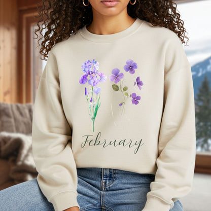 February Birth Month Flowers Sweatshirt — Iris & Violet