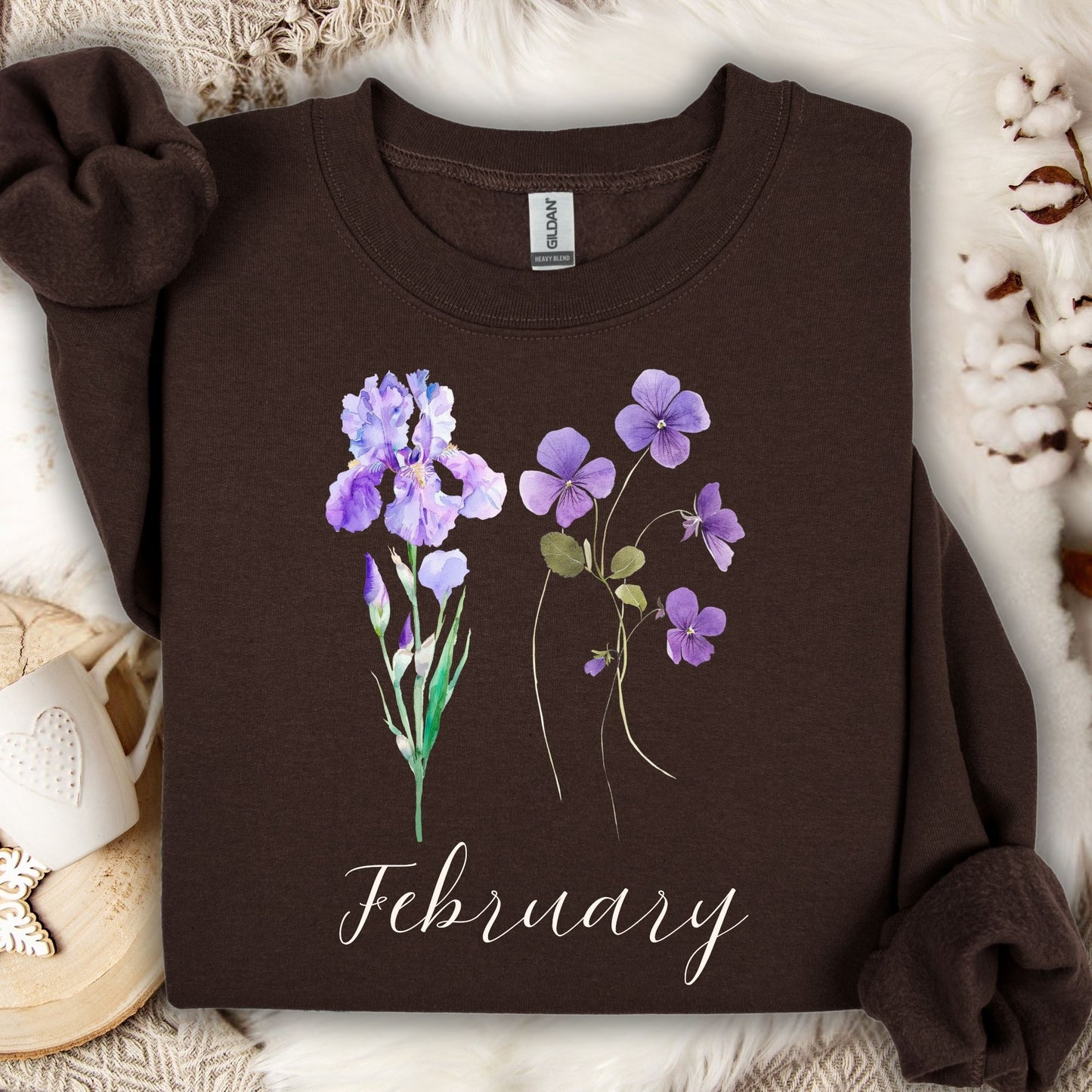 February Birth Month Flowers Sweatshirt — Iris & Violet
