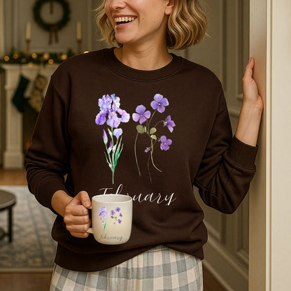 February Birth Month Flowers Sweatshirt — Iris & Violet
