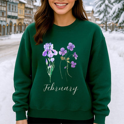February Birth Month Flowers Sweatshirt — Iris & Violet