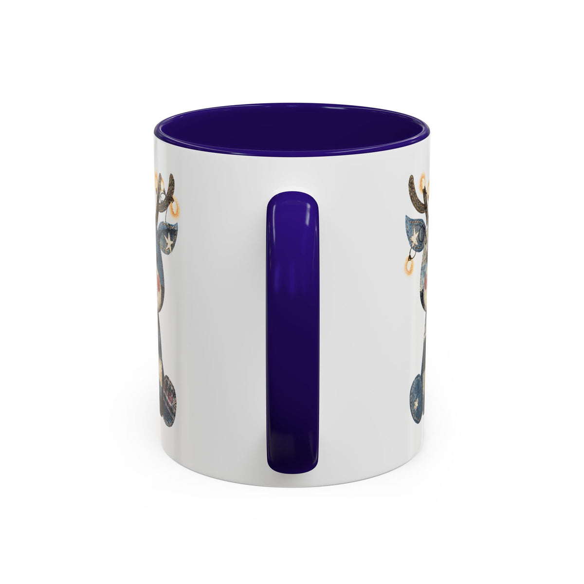 Festive Denim Patchwork Rudolph Mug (11/15oz)