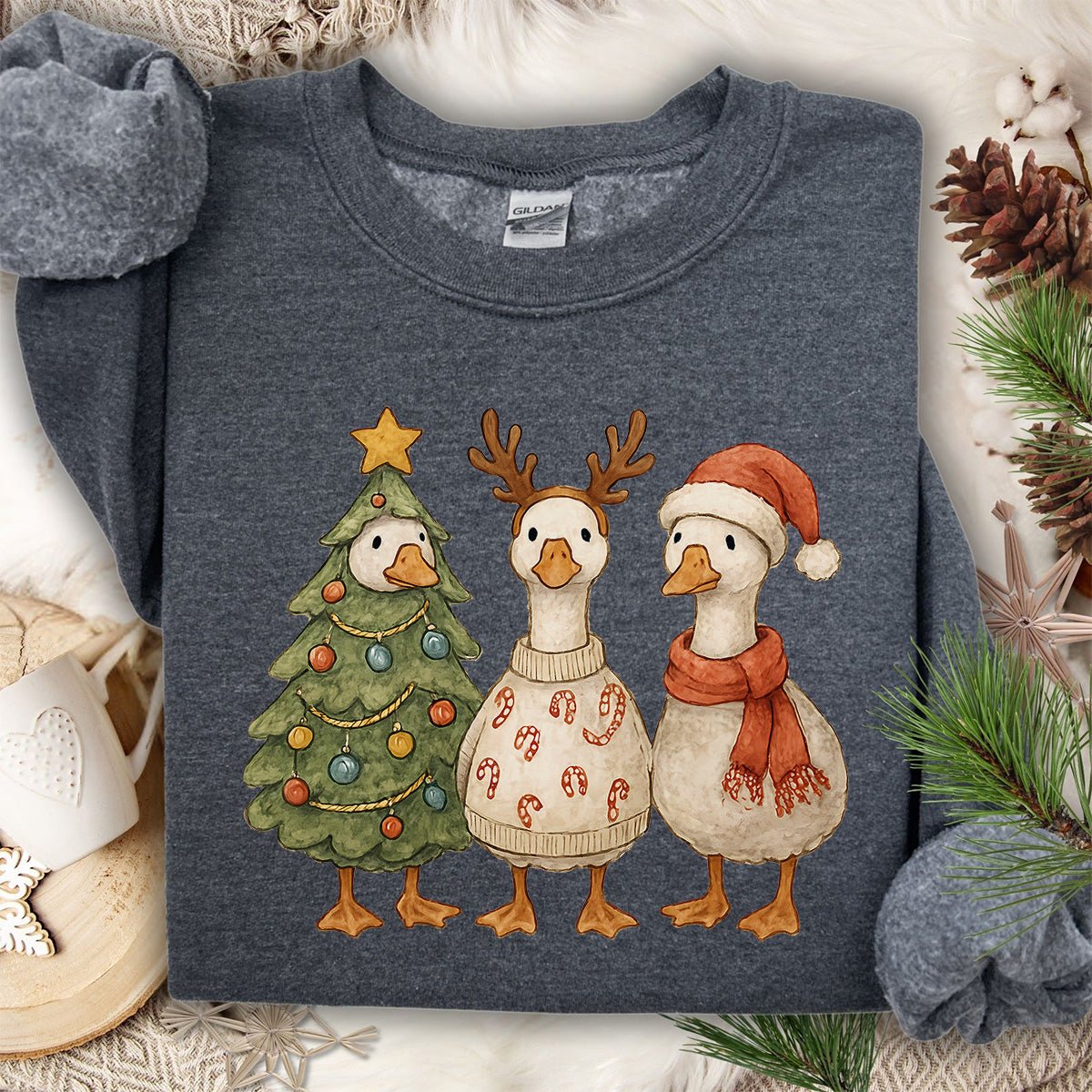 Festive Vintage Christmas Ducks Sweatshirt