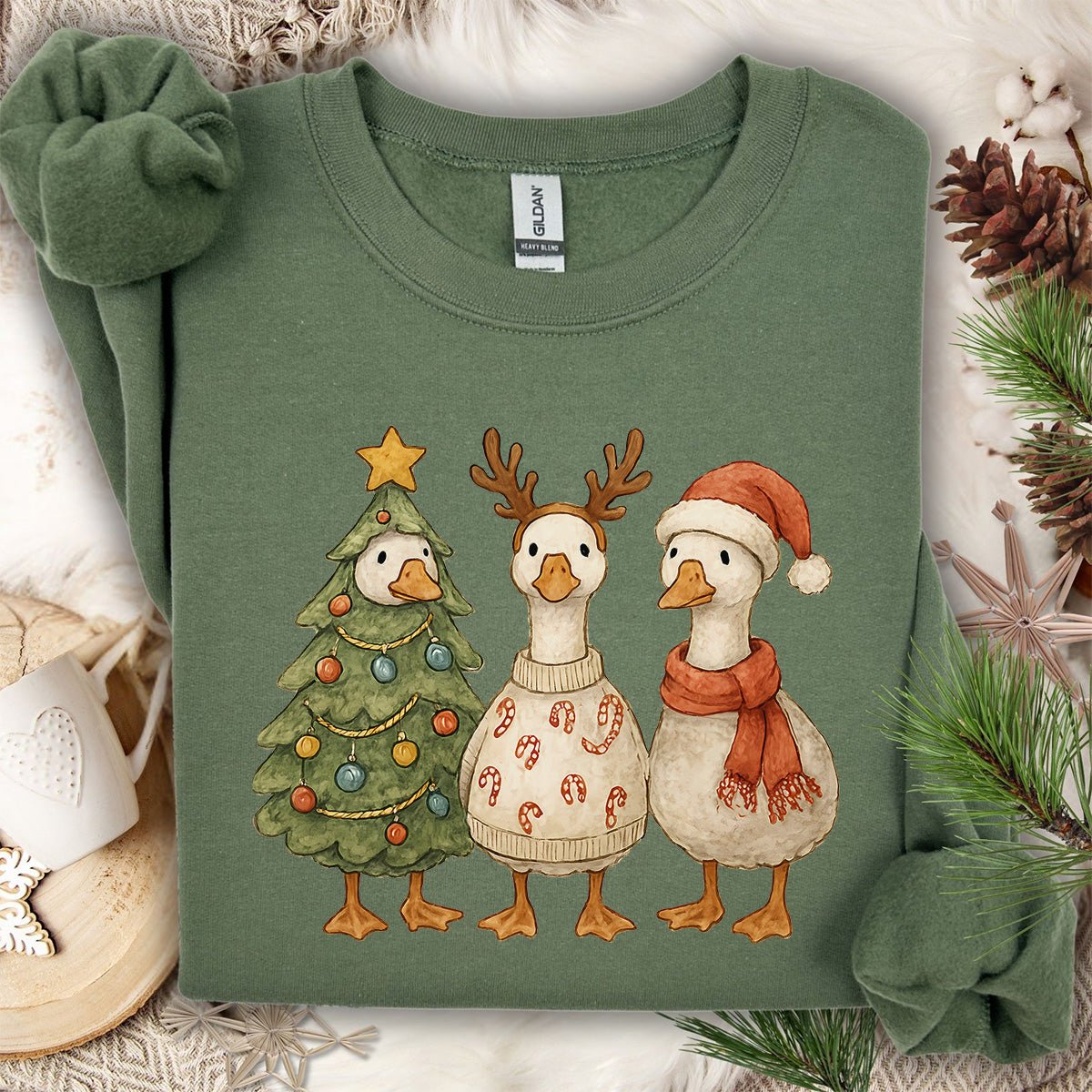 Festive Vintage Christmas Ducks Sweatshirt