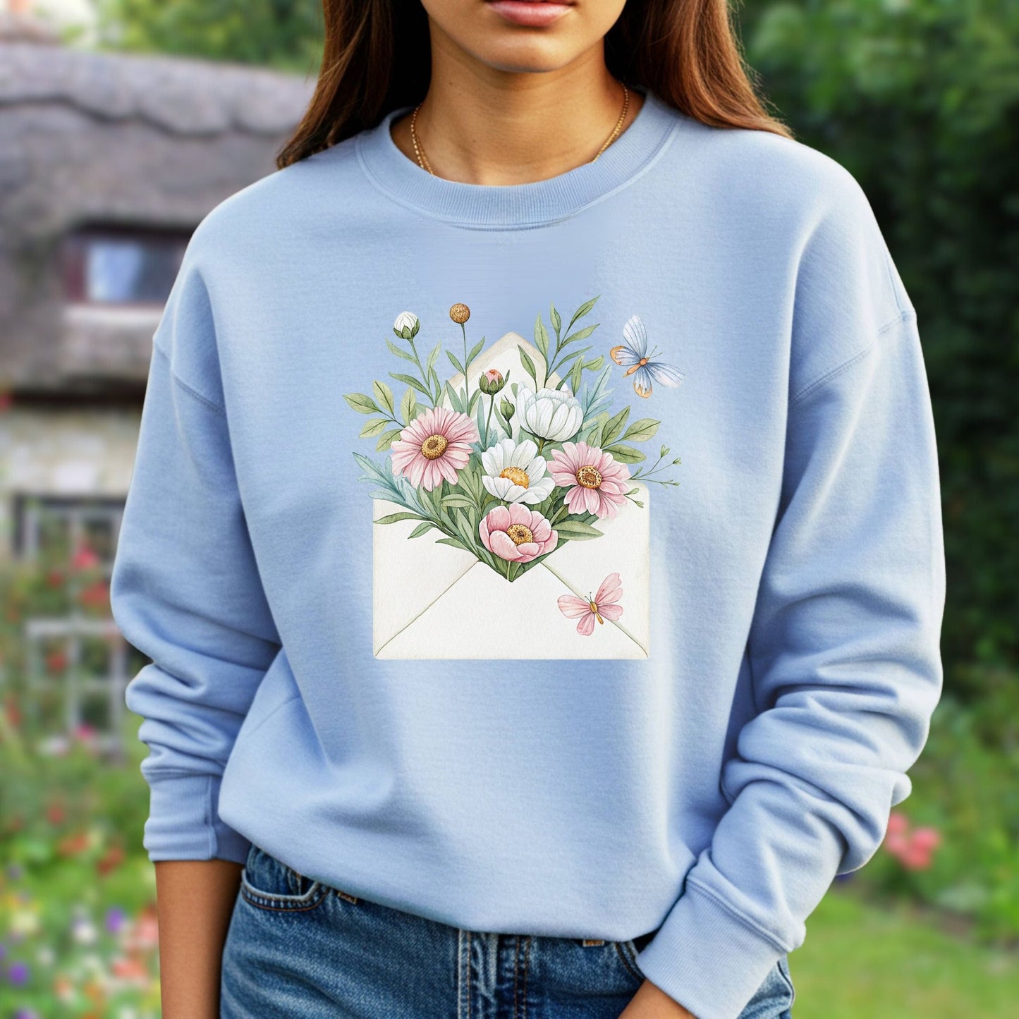 Floral Envelope with Butterflies Sweatshirt