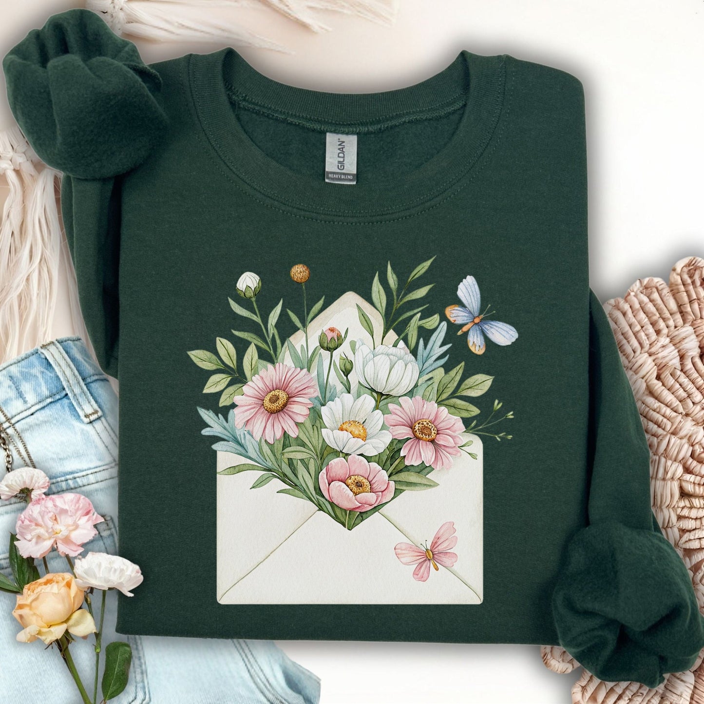 Floral Envelope with Butterflies Sweatshirt
