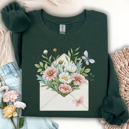Floral Envelope with Butterflies Sweatshirt